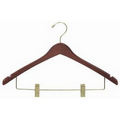 Contoured Wooden Suit Hanger w/Clips (Walnut)